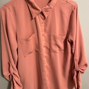 Women's Pink Button-Up Blouse